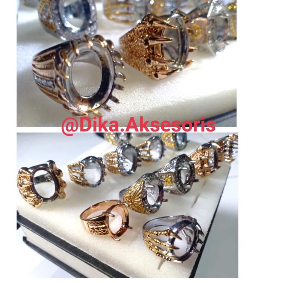 Obral murah BISA COD. Cincin Batu merah Delima, Batu Hijau Jambrud & Batu Biru Safir, Bisa Nyala Dal