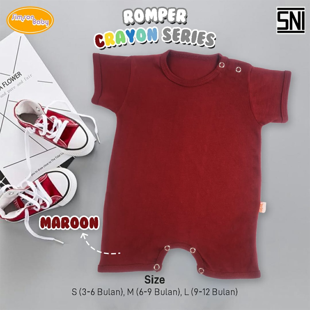 SIMSON BABY BY ARUCHI ROMPER CRAYON SERIES ROMPER SEGIEMPAT ANAK UNISEX 3 - 12 BULAN