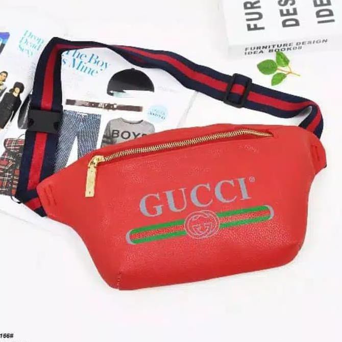 ⭐⭐ ON SALE TAS SELEMPANG WANITA MURAH KEKINIAN⭐⭐ TAS WANITA TAS WAISTBAG GUCCI LOKAL - MERAH