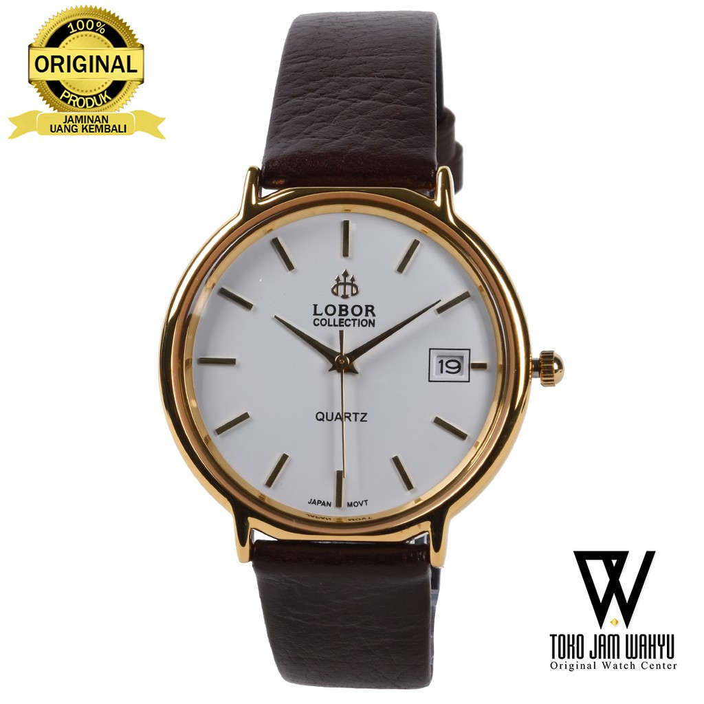 Lobor D2703M C Jam Tangan Pria - Gold - Brown Leather Strap