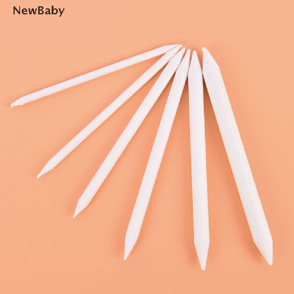 Newbaby 6pcs / set Stik Blending Smudge Stump Tortillon Warna Putih Untuk Sketsa / Gambar