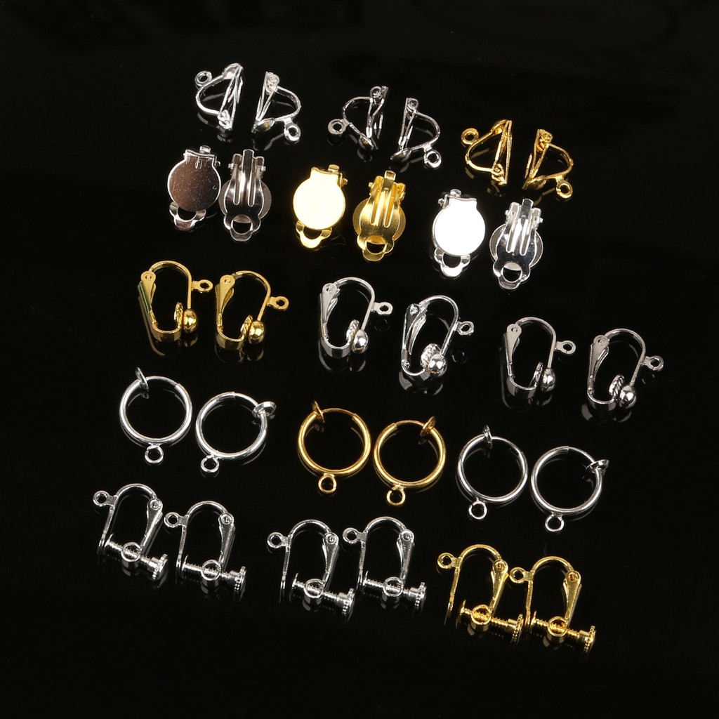 4 -20 Pcs Klip Kait Anting Rhodium Warna Emas Perak Serbaguna Untuk Perhiasan Wanita