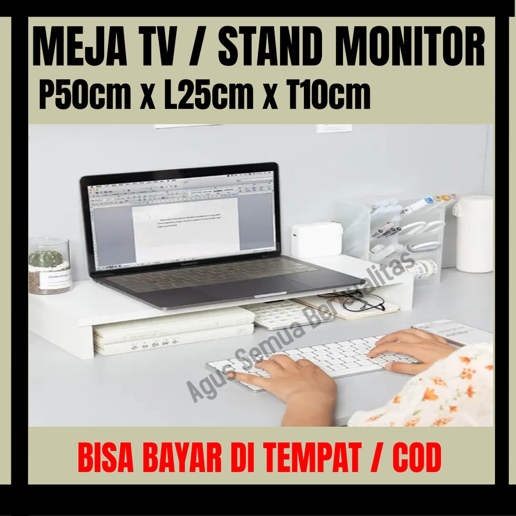Stand Monitor Rak Meja Laptop Tv Kayu Murah Keren P50cm x L25cm x T10cm  Penyangga Leptop Aksesoris 