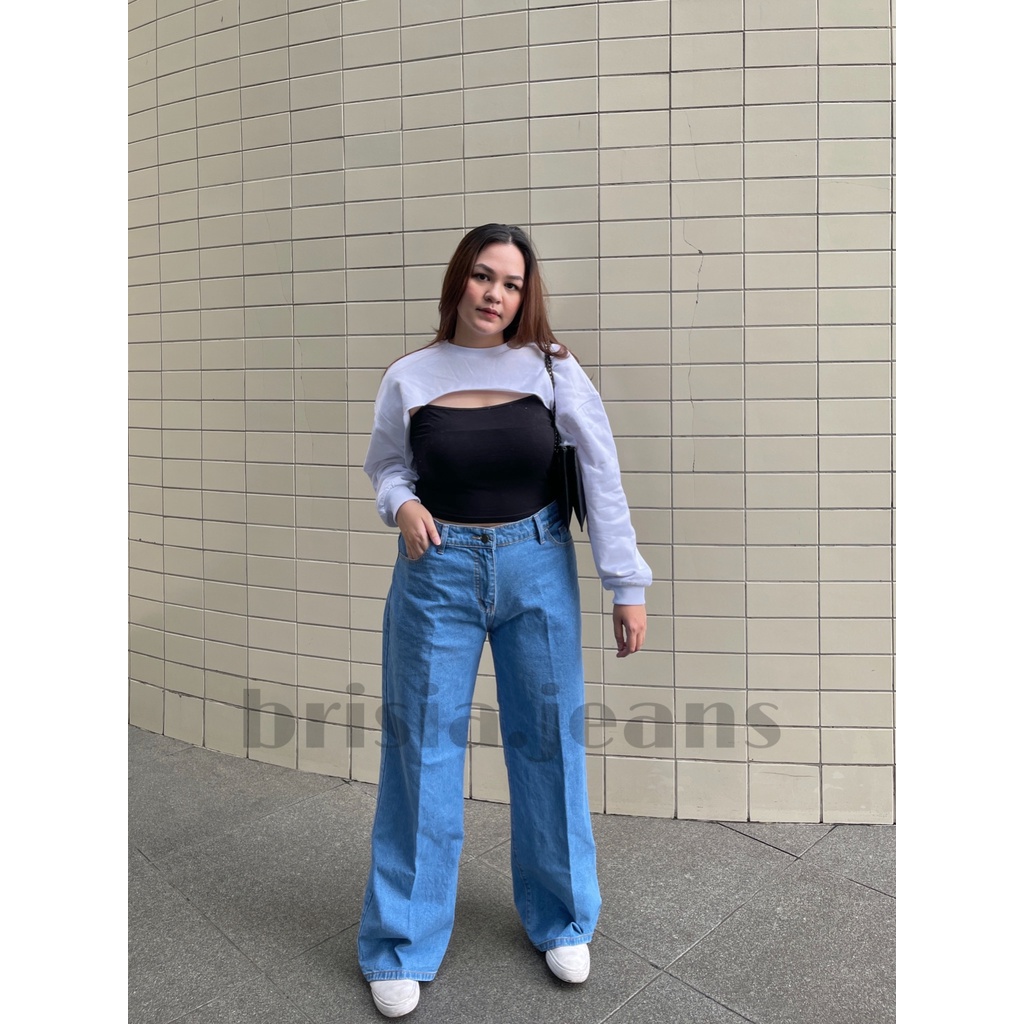 BRISIA JEANS - WENDY Boyfriend Jeans JUMBO - Medium Blue Size 34-38 / Loose Jeans BIGSIZE