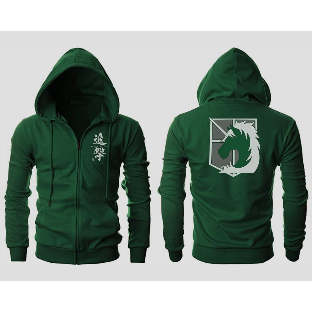 Jaket SNK Jumbo Sweater Anime Attack On Titan Military Police Zipper Hoodie