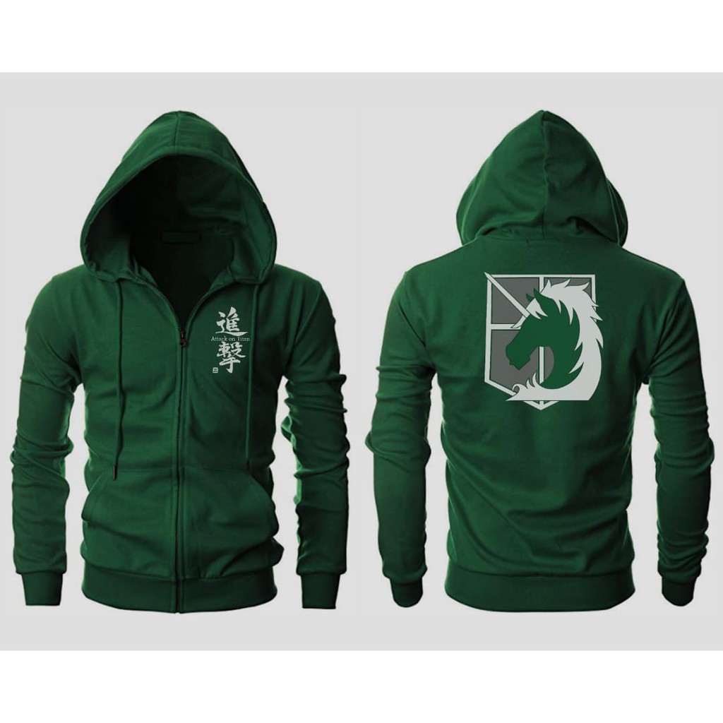 Jaket Jumbo Sweater Anime SNK Attack On Titan Military Police Zipper Hoodie