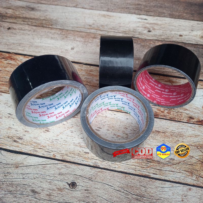 Lakban JILID Hitam/cloth tape 45mm/lakban kain/perekat/isolasi hitam/lakban hitam