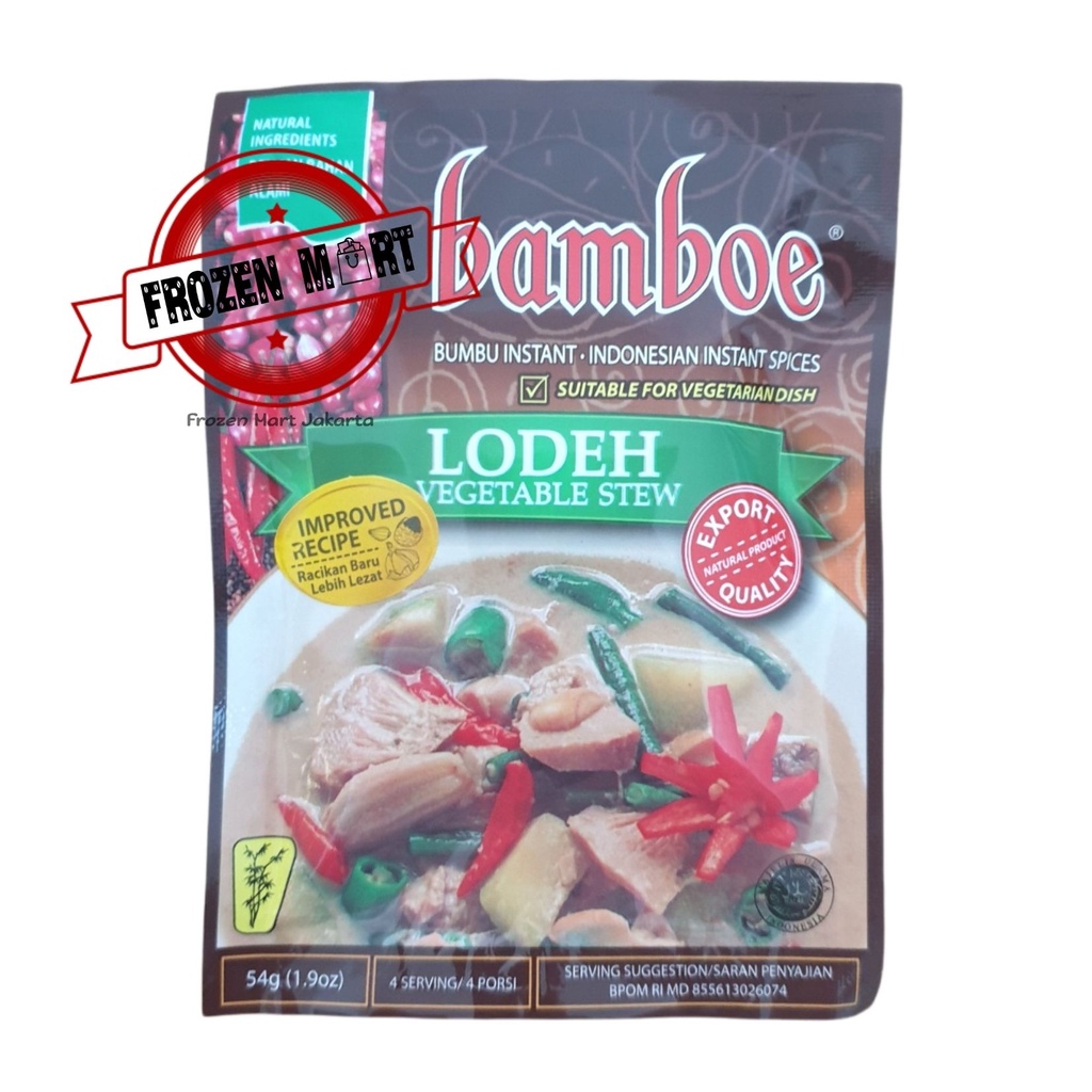 BAMBOE Bumbu Instant Sayur Lodeh / Vegetable Stew HALAL 54 Gr / Bamboe Sayur Lodeh
