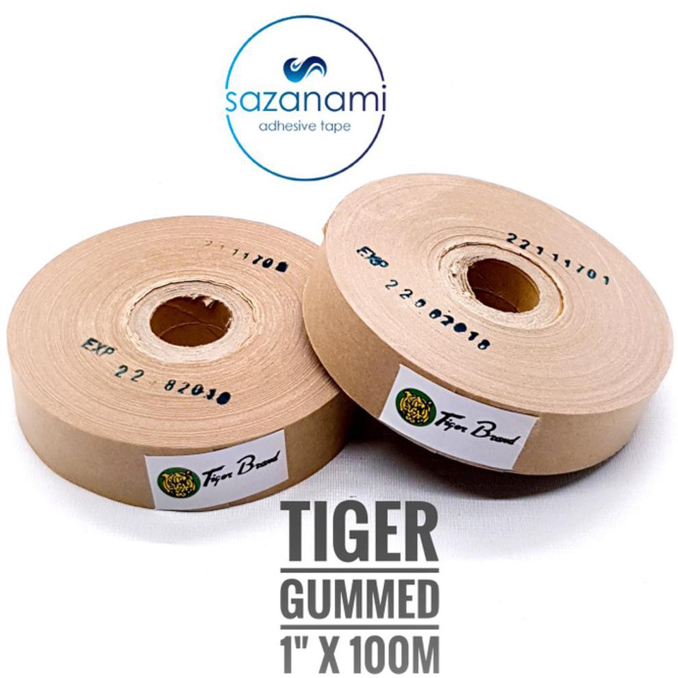

TERMURAH SATU 1 BOX TIGER LAKBAN AIR 24MM 1 INCH X 100M GUMMED TAPE PAPER CRAFT KRAFT