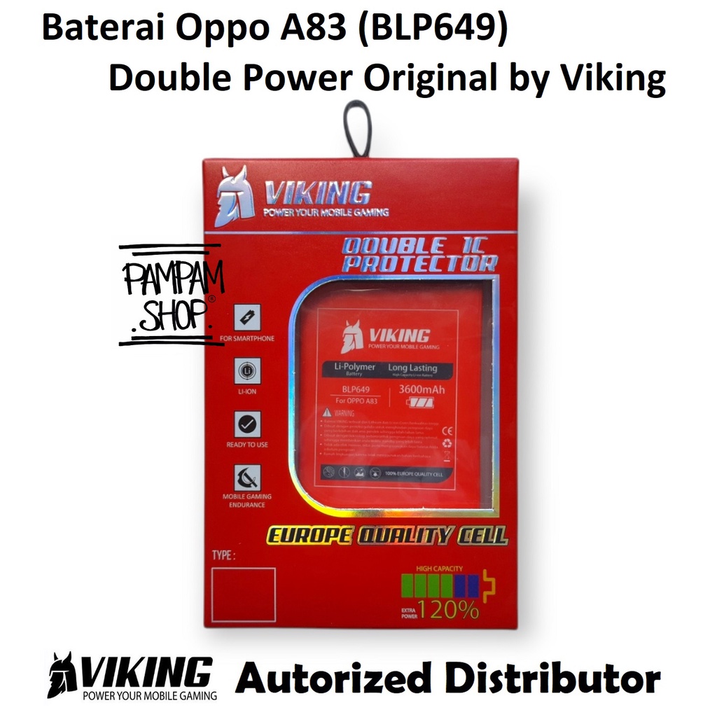 Baterai VIKING Double Power Original Oppo BLP649 A83 BLP 649 Batre Batrai Battery Handphone HP Ori