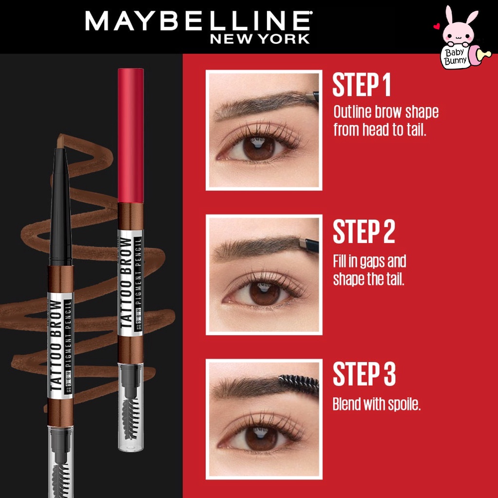 ❤ BELIA ❤ Maybelline Tattoo Brow 36H Pencil - Eye Makeup - Pensil Alis Cokelat | BPOM