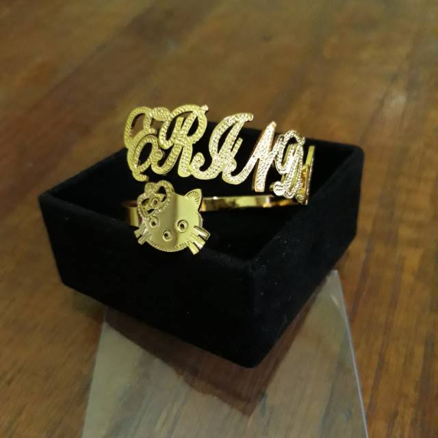 Gelang nama anak lapis emas