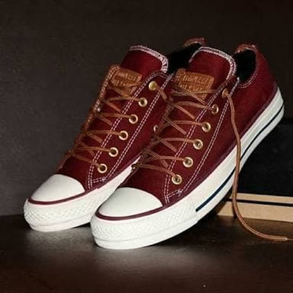Sepatu Casual Pria Wanita Converse All Star Tali Premium Pendek Sepatu Sekolah Sneakers Merah Maroon