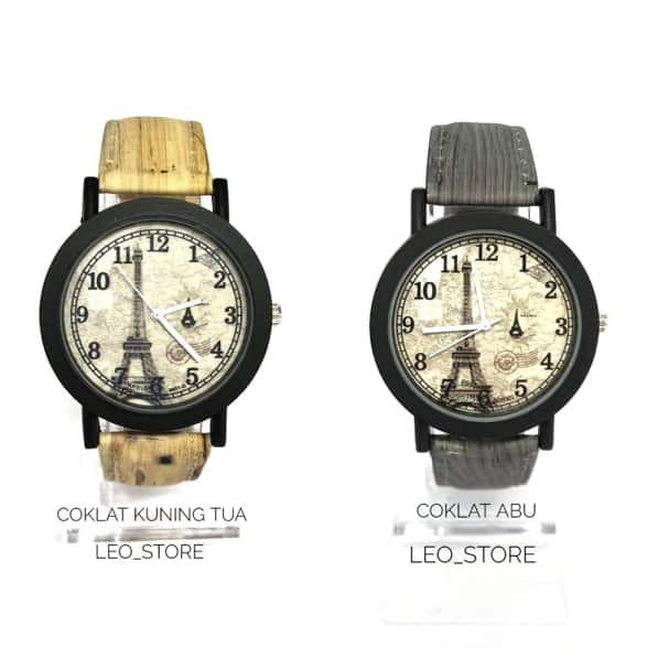 TERMURAH JAM TANGAN KULIT PARIS JAM FASHION WANITA A4 READY DENGAN 2 WARNA KULIT YANG MENARIK