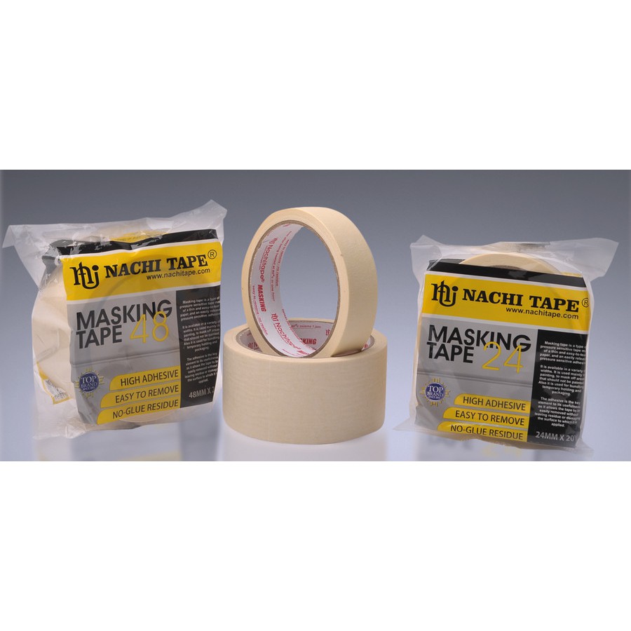 Nachi Masking Tape 1 inch Lakban Kertas Cream 24 mm x 20 Yard