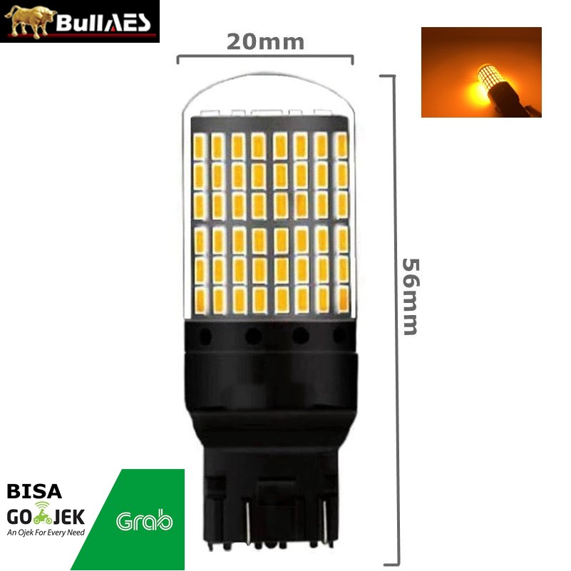 Lampu LED T20 7440 144 LED SUPER BRIGHT BULLAES I Lampu Led Sein Mobil I BOHLAM Sein