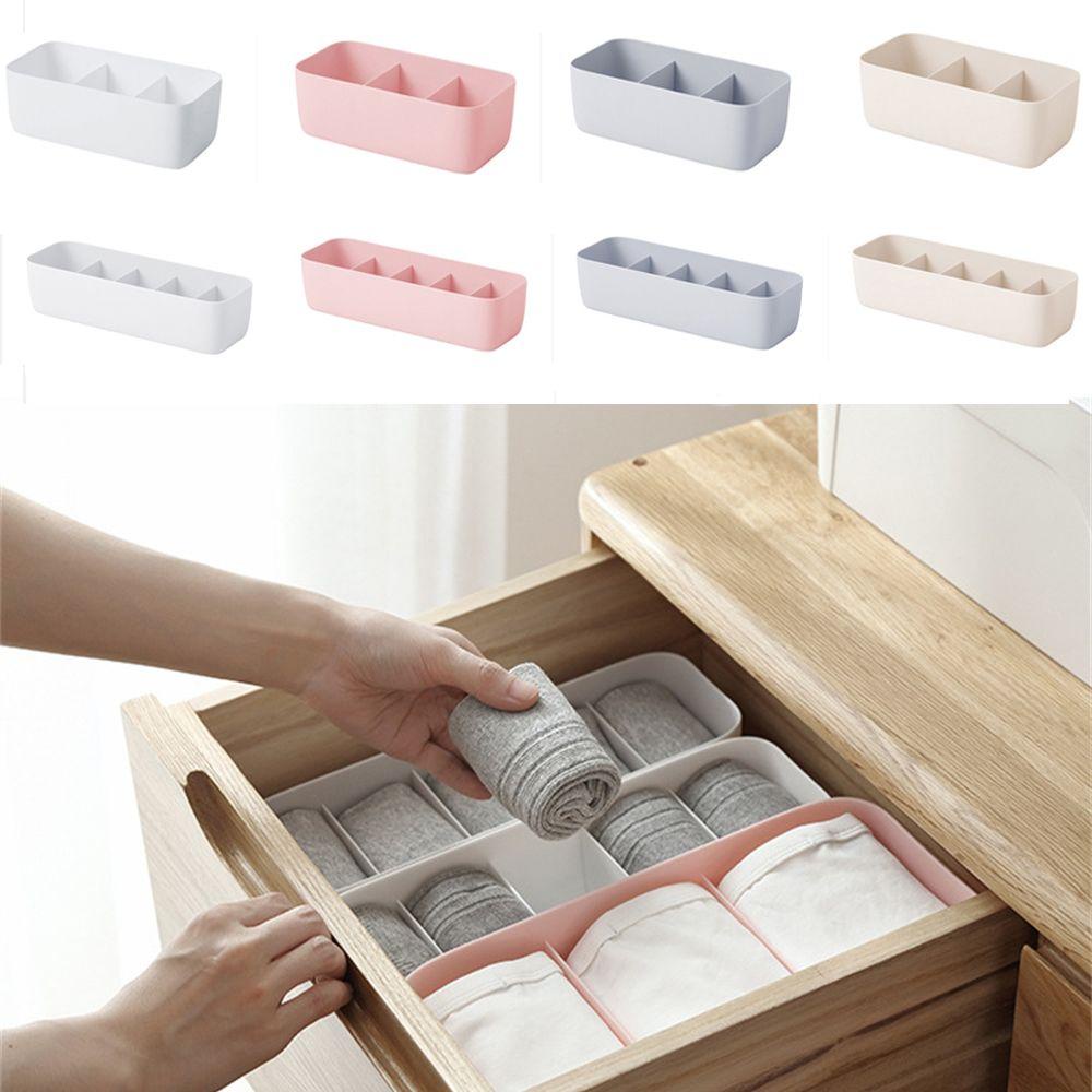 Solighter Drawer Organizers Plastic Simple Desktop Drawer Underwear Organizer Kotak Penyimpanan Plastik