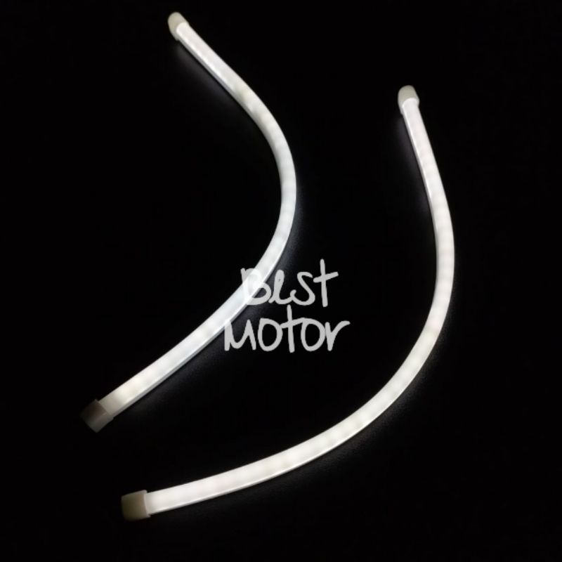 Sepasang Lampu Alis LED DRL Mobil Motor 30Cm Fleksibel Non Running Neon Motor