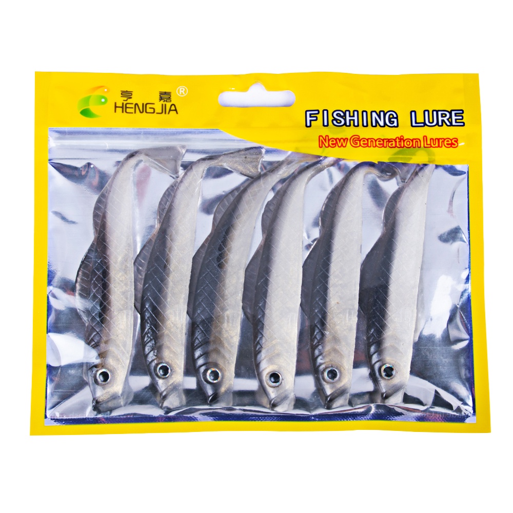 Hengjia 10pcs / Kantong Umpan Pancing Ikan Imitasi Mini Lembut Warna Ganda 6.8cm / 2.7g 10cm / 9g