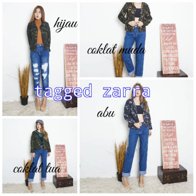 Jaket army loreng jeans wash wanita /jaket zarra army jeans