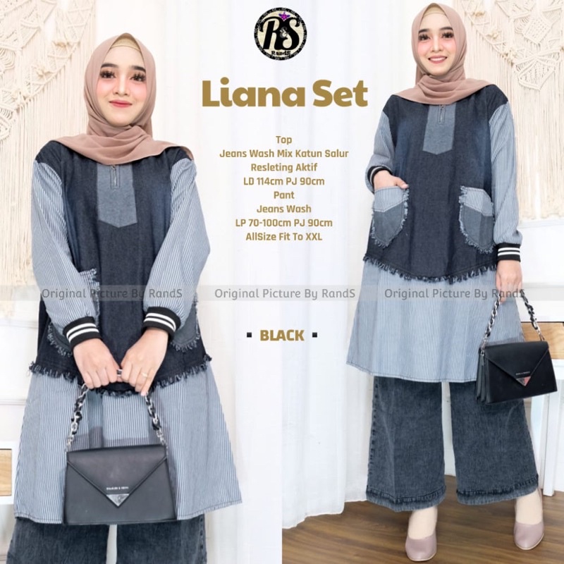 setelan wanita jeans liana set kulot