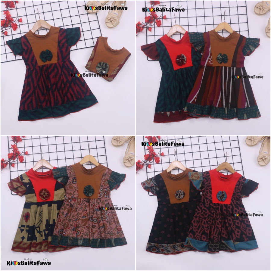 (BATIK) Dress Tania uk 6-18 Bulan / Dres Anak Bayi Perempuan Lengan Pendek Gaun Pesta Import Baby