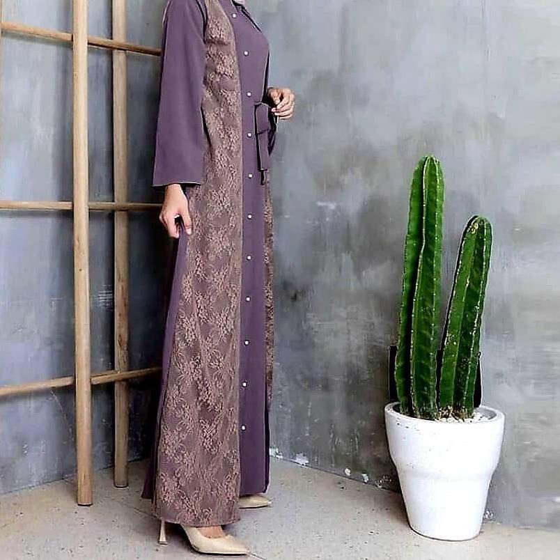 ☄ Baju Gamis Remaja Baju Gamis Syari Wanita Terbaru Busana Muslim Elina Dress Brukat Murah Kekinian