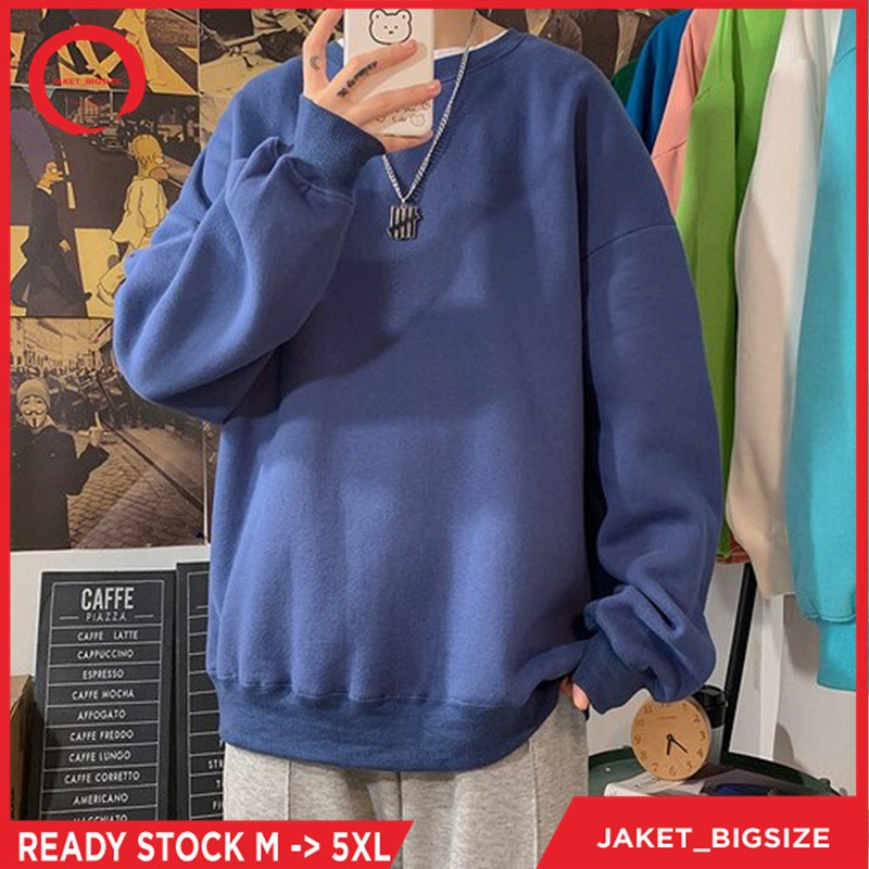 Jaket Sweater Hoodie Oversize Polos Wanita Pria ukuran m l xl xxl xxxl xxxxl xxxxxl Navy