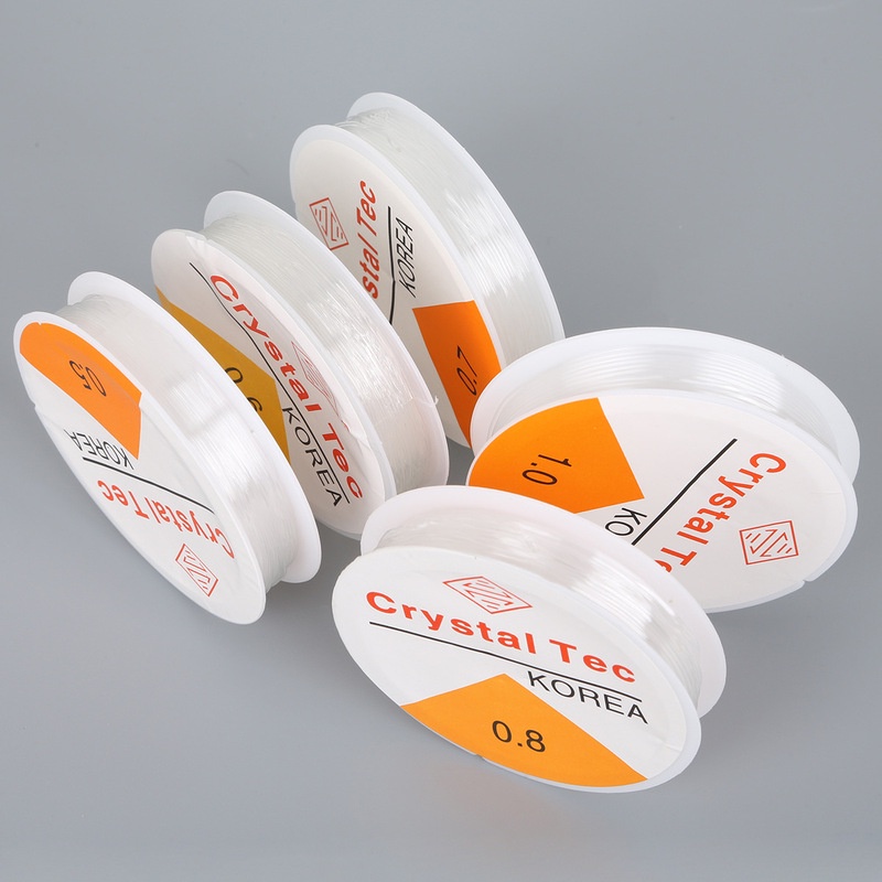 1 ROLL 5 M-20 M Panjang 0.4 Mm-1 Mm Diameter Kristal Manik-manik Elastis Tali Benang untuk Perhiasan DIY