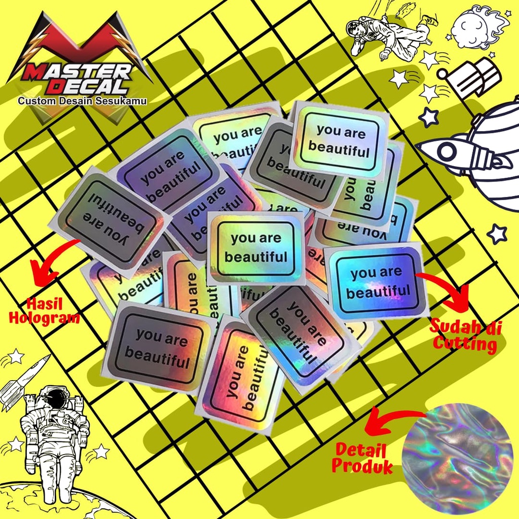 

Print Cut / Die Cut Stiker Hologram Bebas Custom ukA3