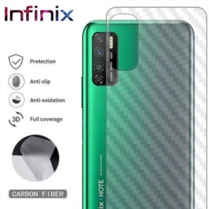 GARSKIN Sticker Carbon Infinix Note 30/Note 30 Pro/Hot 8/Hot 9/Note 7/Lite S4/S5/Smart 5/Zero 8 Skin Carbon Transparan Fiber Protection Back Sticker Carbon