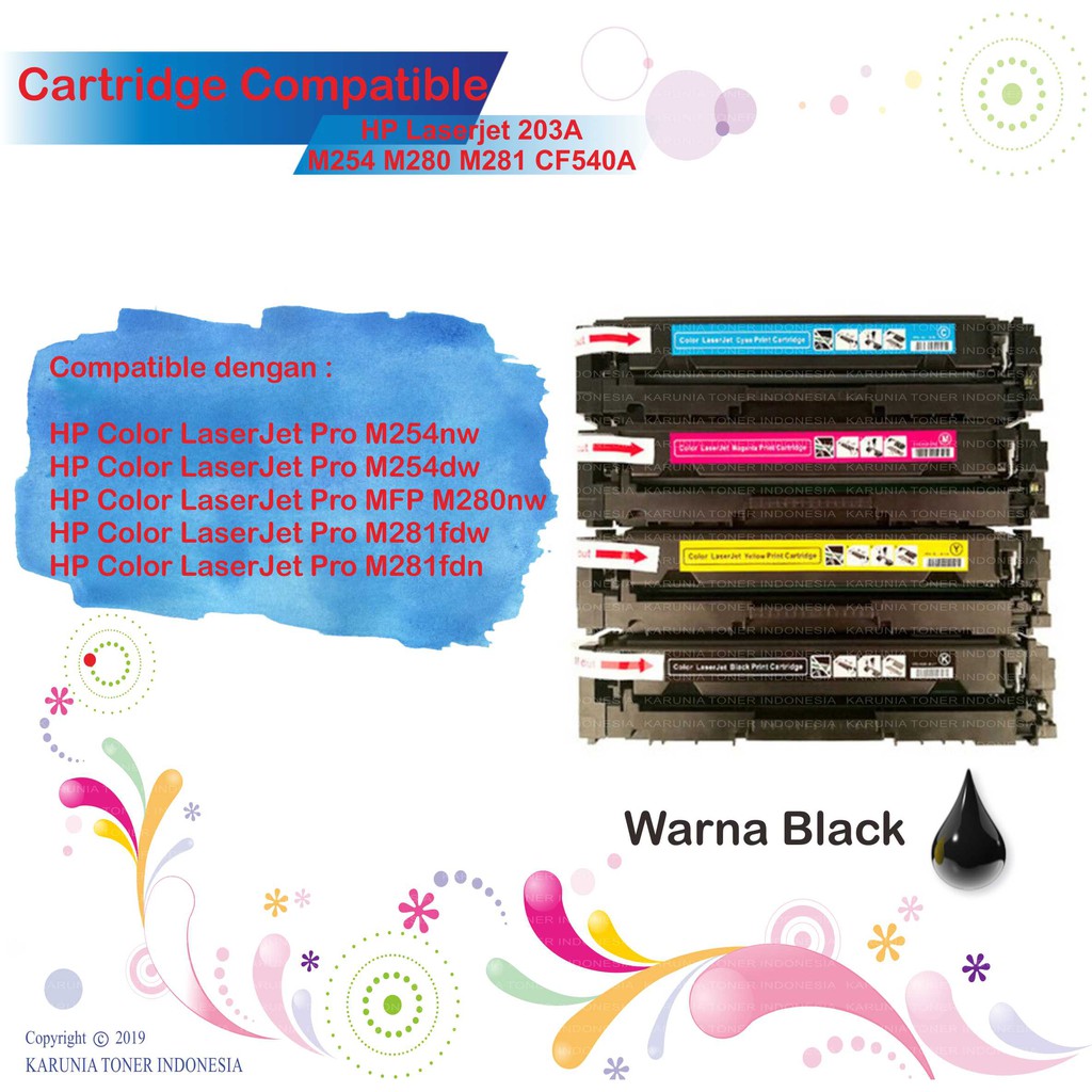 Cartridge Compatible Printer HP Laserjet 203A M280 M281 M254 M254DN CF541A CF543A CF542A CF540A CMYK