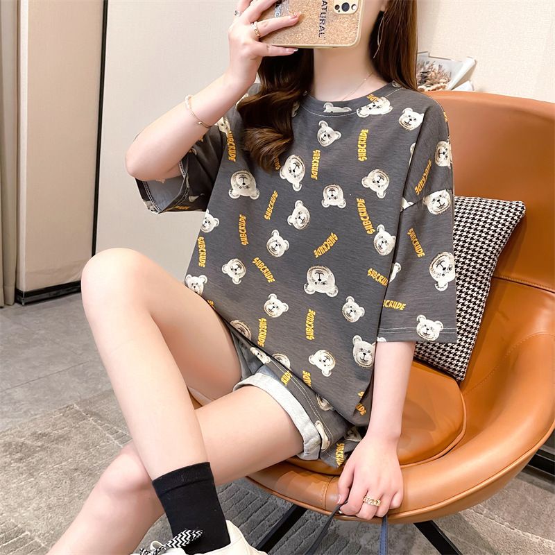 THISTLE - Oversize Tee Tshirt Wanita Model Longgar Motif Ted Full Print