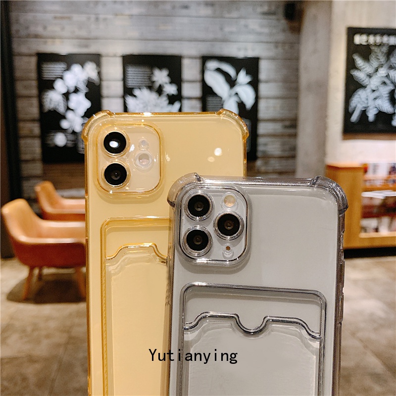 Soft Case Transparan Dengan Tas Kartu Untuk Iphone 7 8 6 6s Plus 12 11 Pro Max Xr Xs Max X