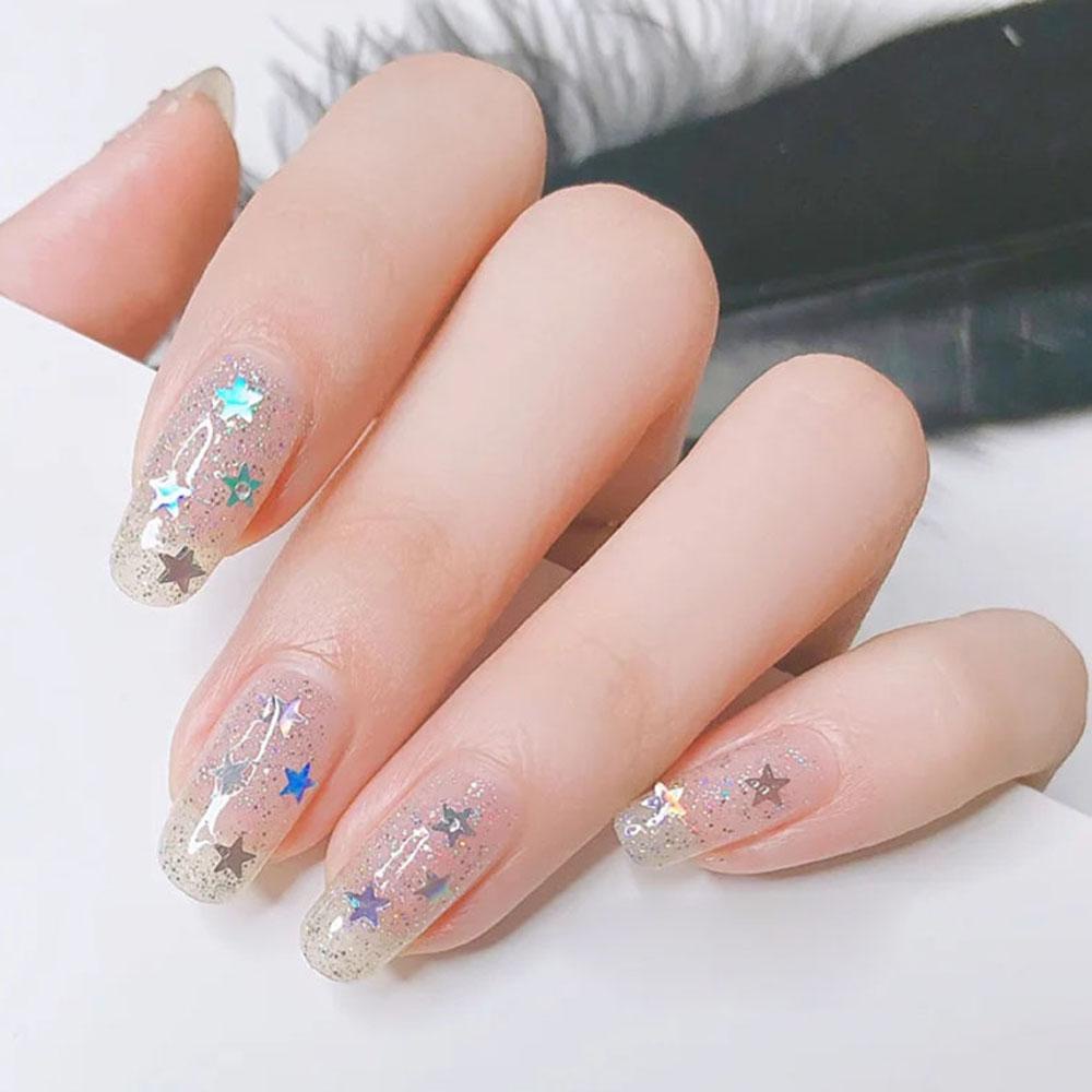 Mxbeauty Nail Art Sequin Charm Love Hati Bentuk Bulat Bintang Manikur Aksesoris
