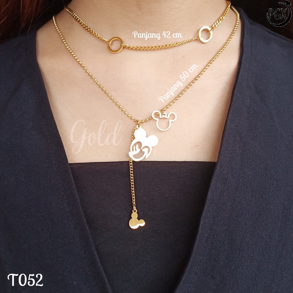 PGX Kalung Titanium Wanita Anti Karat Aksesoris Fashion Perhiasan Premium - T052