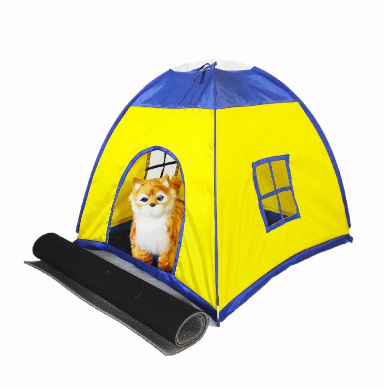 Tenda Kucing Mini 50x50x50cm Biru Kuning