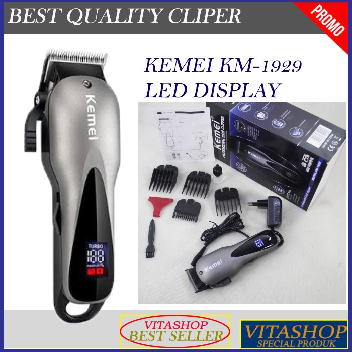 Alat cukur Rambut Kemei KM-1929 Hair Clipper LCD Display Hair Trimmer