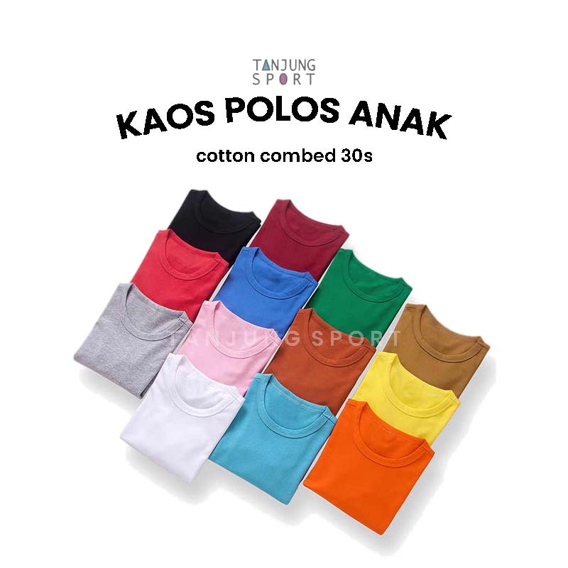 Kaos Polos Anak Bahan Katun Combed 30S Kaos Bayi 100% Cotton Premium