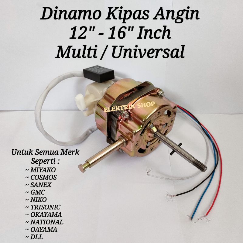 DINAMO KIPAS ANGIN / MESIN KIPAS ANGIN 12INCH-16INCH PANJANG AS 7CM MULTI MIYAKO DLL