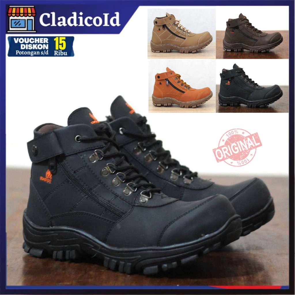 Safety Shoes Pria Boot Tinggi Sepatu Safeti Ujung Besi Kerja Lapangan Proyek Outdoor Gunung Hiking Berkendara Advanture Spatu Sefty Work CLADICO Lion High Original