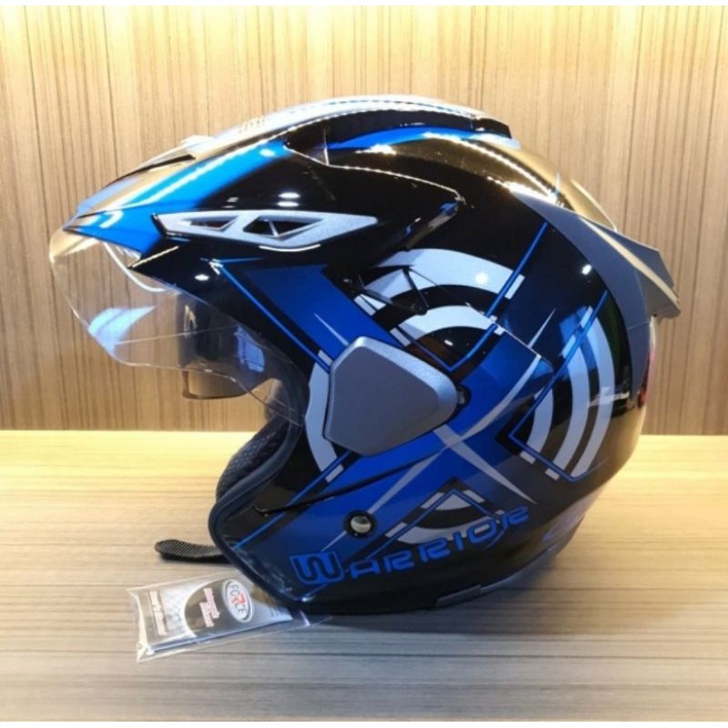 Helm Double Visor SNI Force Warrior Blue Black Glossy