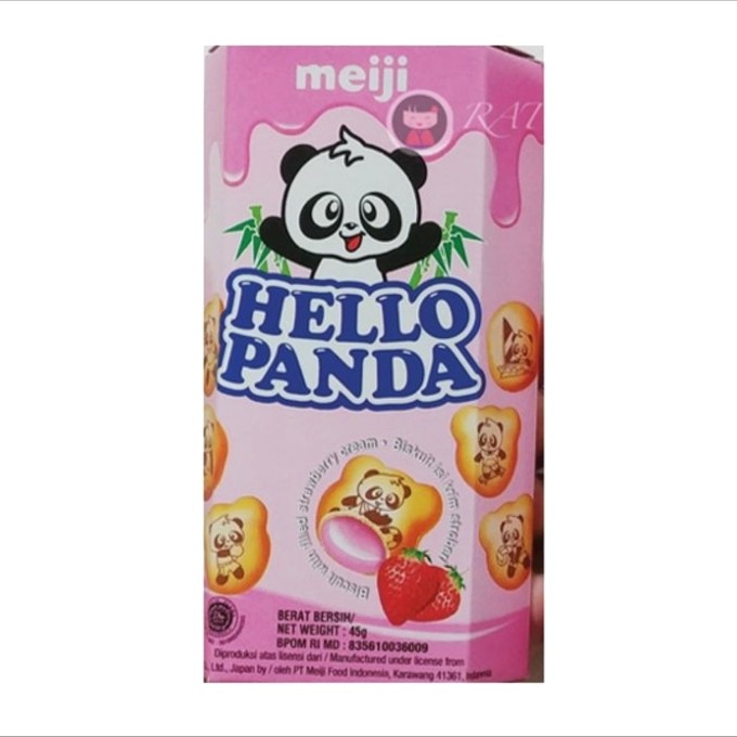 

MEIJI HELLO PANDA BISCUIT KRIM STROberi 45G