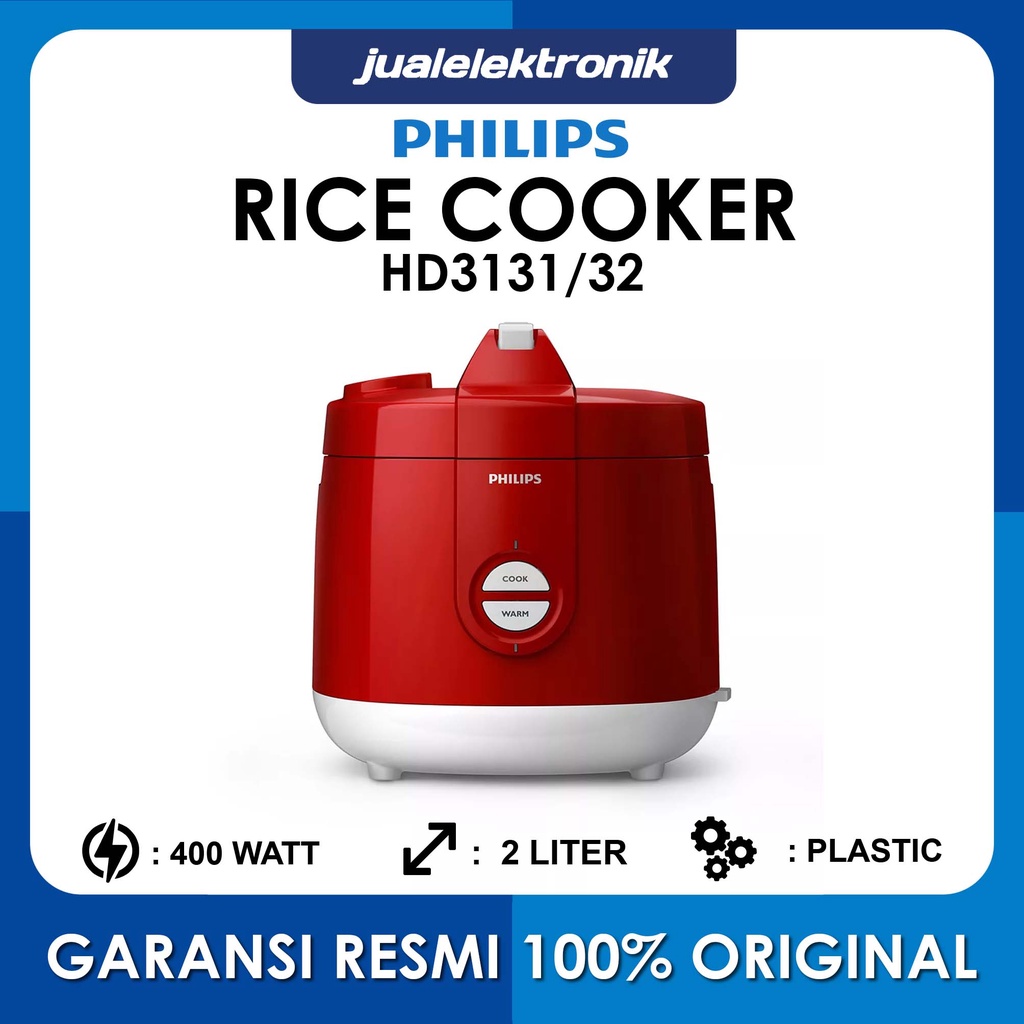 Philips HD3131/32 – Rice Cooker 2 Liter Premium Red