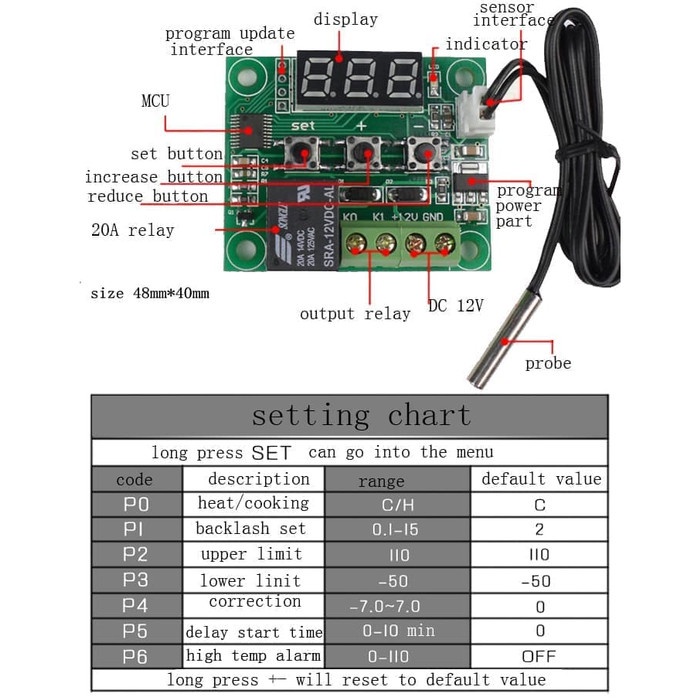 Thermostat XH-W1209 12V Temperature Controller Digital