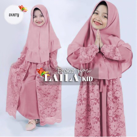 Terbaru baju lebaran Baju Muslim Anak Tanggung Abg GAMIS SYARI BRUKAT LAILA Umur 9-12 Tahun