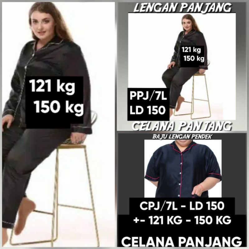 Baju tidur jumbo LD 150/piyama set celana satin polos