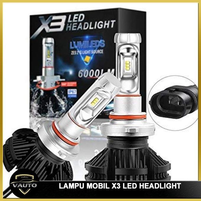 LED X3 Lampu LED Headlamp Mobil H4 3 Warna Soket H4 vaut05