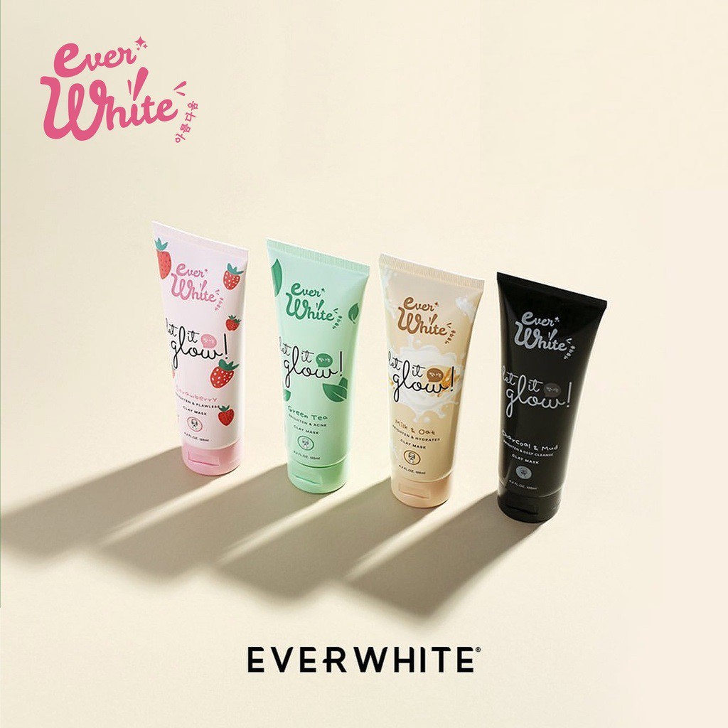 ⭐️ Beauty Expert ⭐️ Everwhite Let it Glow Clay Mask - Strawberry Greentea Milk &amp; Oat Charcoal Clay Mask