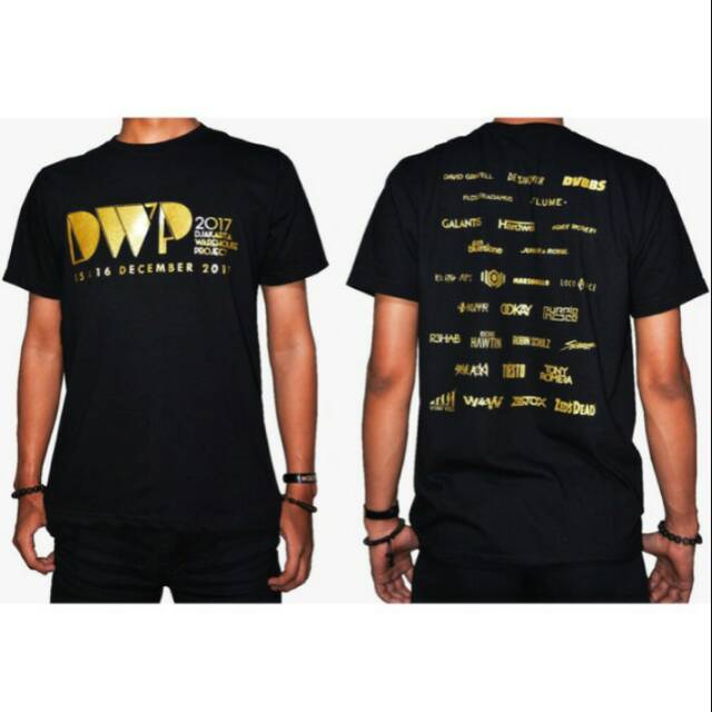 Kaos DWP 2017 Hitam Sablon Gold Distro Djakarta Warehouse Project DJ EDM Rave Party